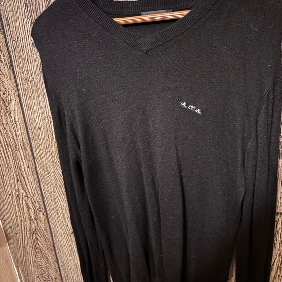 Mise Au Green Black V-Neck Sweater 100 Bamboo